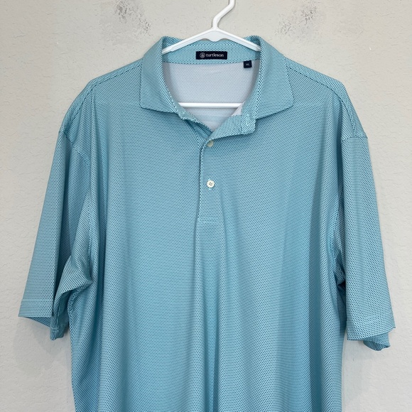 Turtleson Polo Shirt Men's XL Blue Dots Golf Stretch Preppy Activewear Casual - Picture 2 of 9